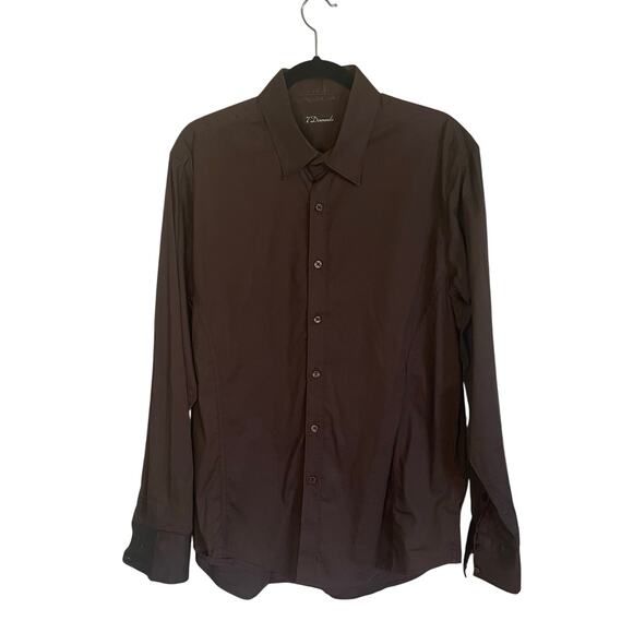 7 Diamonds Men's Dark Brown Button Down Long Sleeve Shirt Western Size Large - Picture 1 of 7